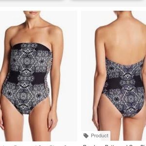 Red Carter Bandeau Pattern One-piece Swimsuit